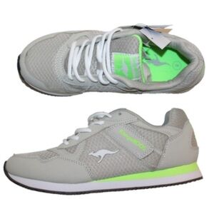 kangaROOS Kids Light Gray and Neon Green Sneakers